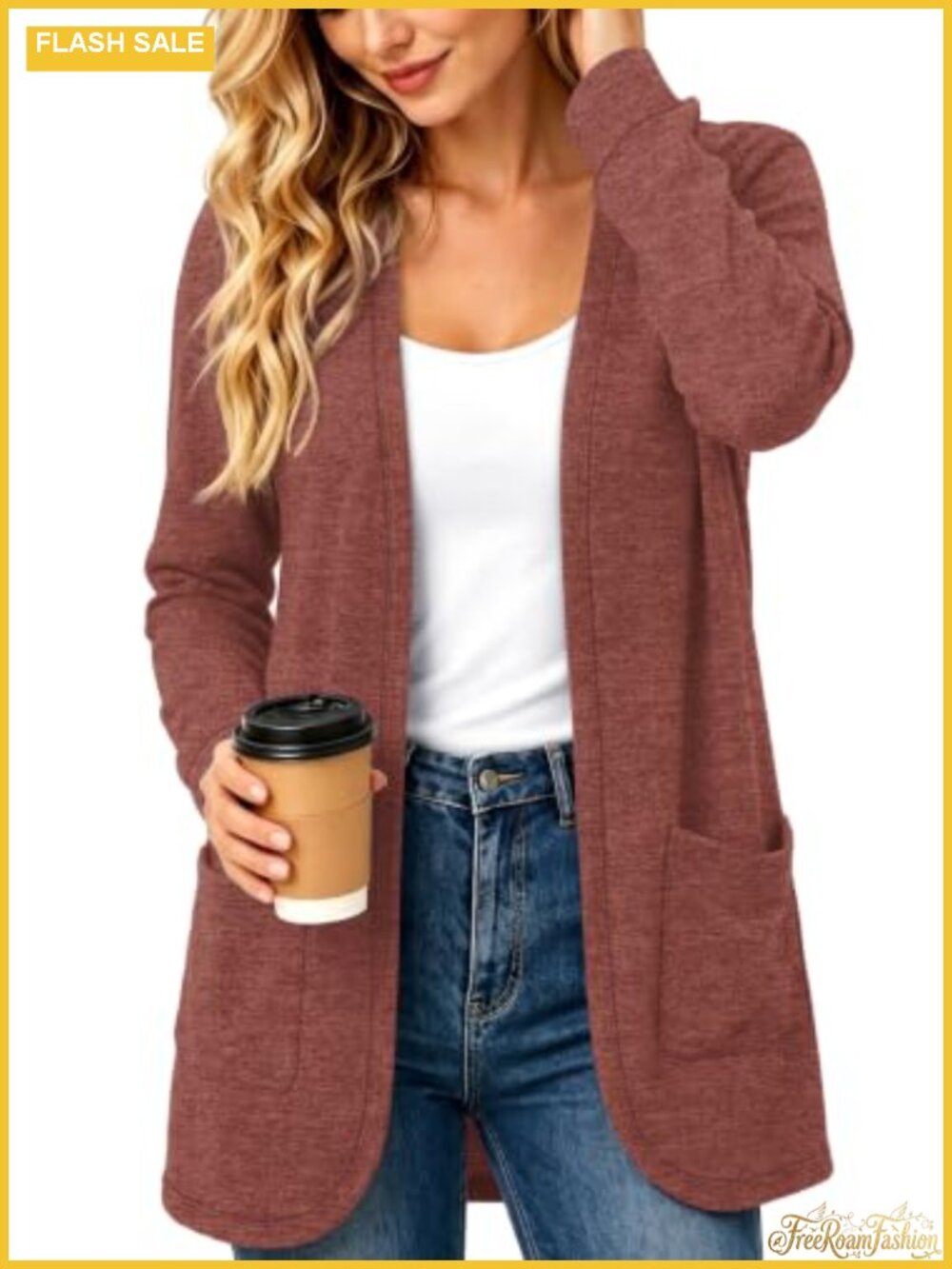Open Front Cardigan Long Sleeve Lightweight Knit Casual Fall Layer